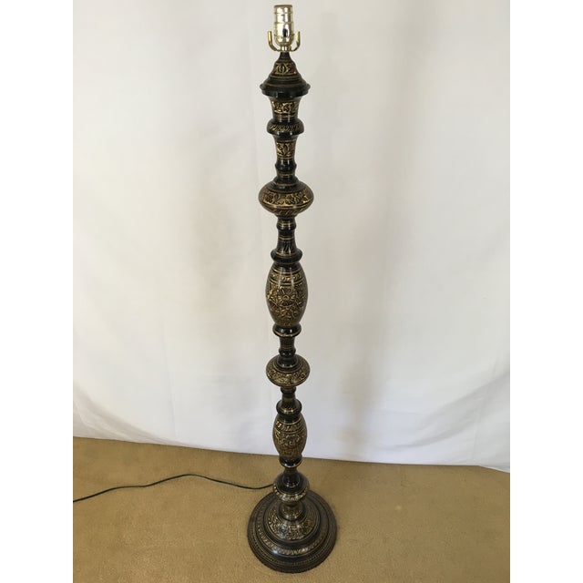 20th Century Anglo Indian Etched Brass Floor Lamp Chairish