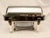 Stylish vintage Sheffield silver plated serving chafing dish of rectangular form with domed roll-top lid. Made in...