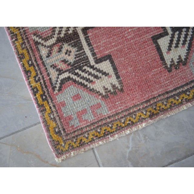 1970s Hand Knotted Door Mat, Entry Decor, Bath Mat, Kitchen Decor, Small Rug, Turkish Rug , Laundry Room Decor - 1'7" X 3'71" For Sale - Image 9 of 16