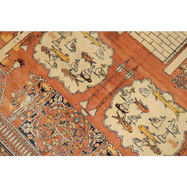 Late 20th Century Hadji Jalili Tabriz Animal Pictorial Prayer Rug For Sale - Image 9 of 18