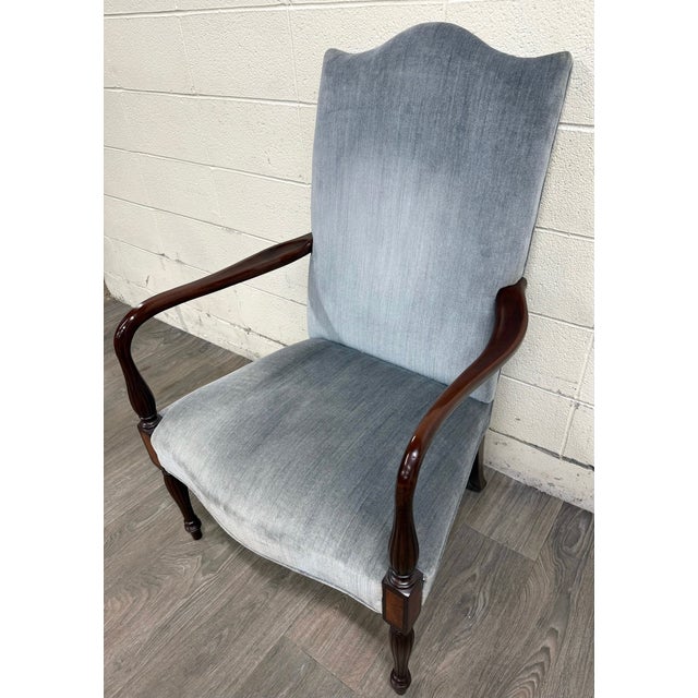 Late 20th Century Vintage Federal Style Inlaid Mahogany Lolling Armchair For Sale - Image 5 of 10