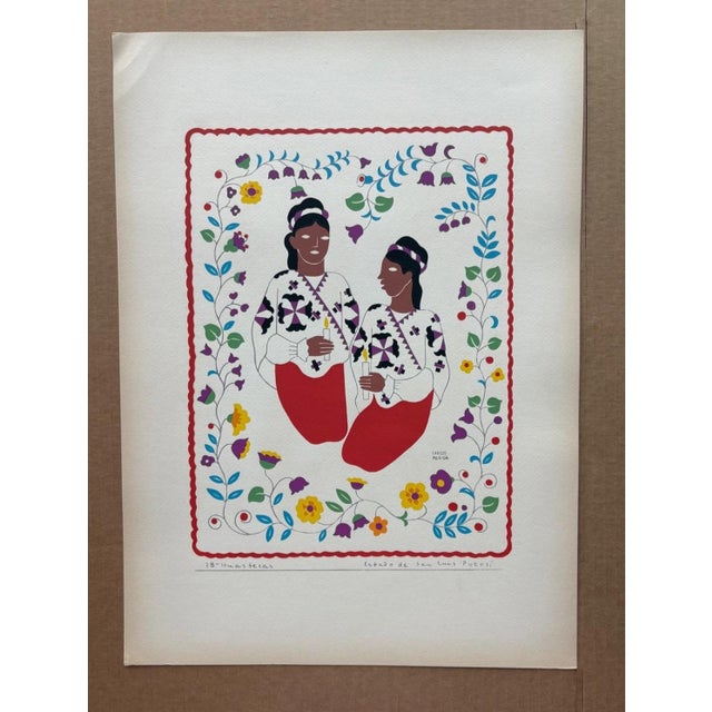 Up for sale is this gorgeous silkscreen print by Carlos Mérida, from Trajes Regionales Mexico, a limited portfolio...