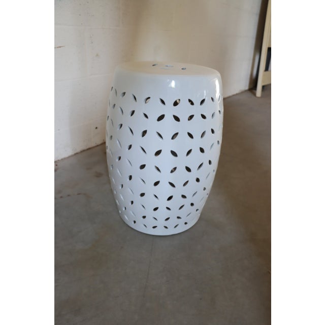 Early 21st Century White Tessellated Garden Stool For Sale - Image 5 of 6