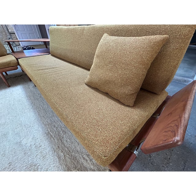 Mid-Century Modern Vintage Danish MCM Peter Hvidt Minerva Sectional Sofa End Corner Table--3 Piece Set For Sale - Image 3 of 17