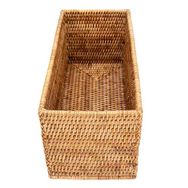 Artifacts Rattan Rectangular Everything Basket in Honey Brown - 13" For Sale - Image 4 of 8
