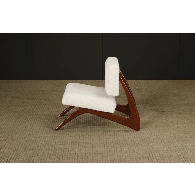 Brazilian Modern Sculptural Rosewood and White Bouclé Lounge Chair, 1960s For Sale In Los Angeles - Image 6 of 16