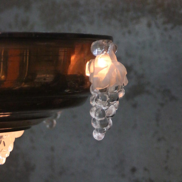 French Art Deco Brass Pendant Light For Sale - Image 11 of 12