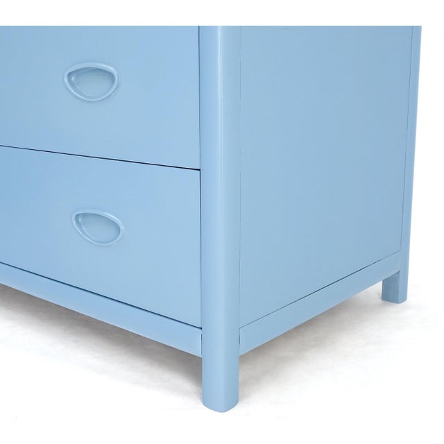 Wood Pair Michael Taylor For Baker Light Grey Blue 4 Drawer Dressers Bachelor Chests For Sale - Image 7 of 13