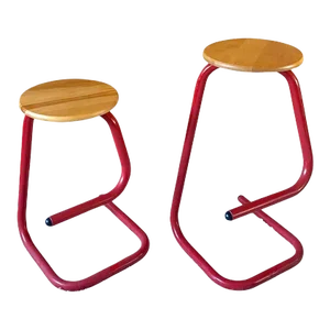Pair of 1980s Tubular Paperclip Bar Stools Attributed to Amisco