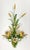 Charming 1960s Italian painted Toleware wall lamp, featuring a bouquet of white roses, yellow wheat and leaves. Two...