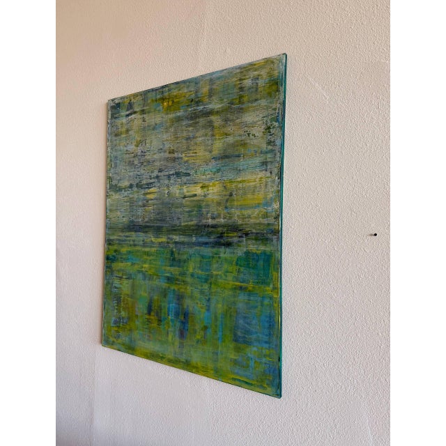 Large Abstract Painting by Gavin Mc Groggan – Contemporary Green & Blue Canvas Art, 36” × 48” For Sale In Los Angeles - Image 6 of 8