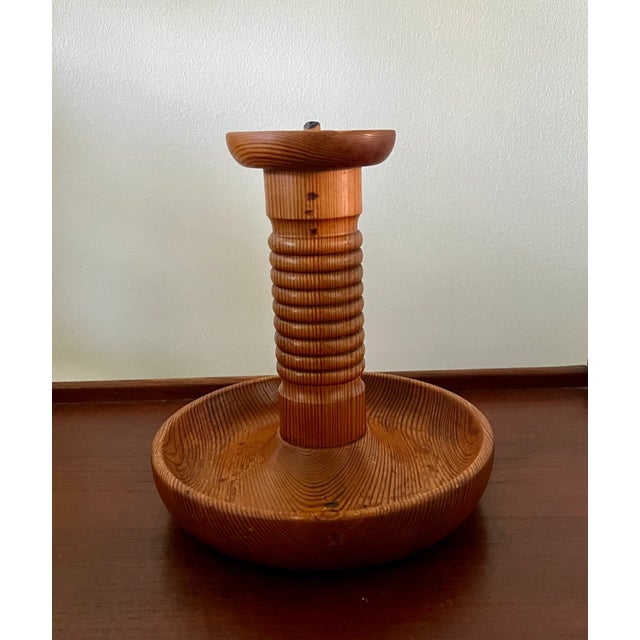 Large Pinewood Mid-Century Swedish Candle Holder For Sale - Image 9 of 12