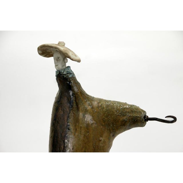 Óscar Aldonza Torres, High Fire Vagrant Figure with Hook, 2023, Ceramic & Forged Iron For Sale - Image 9 of 12