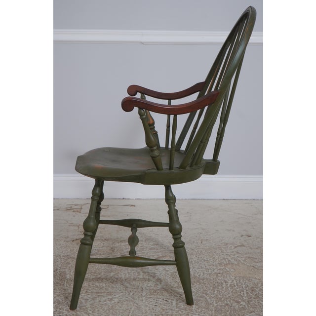 Traditional Bench Made Green Painted Loop Back Windsor Armchair For Sale - Image 3 of 18