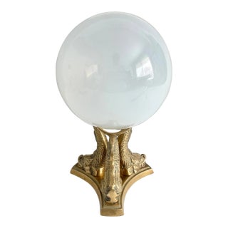 Opaline Glass Orb on Brass Koi Base For Sale