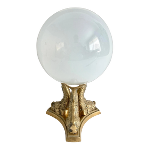 Opaline Glass Orb on Brass Koi Base