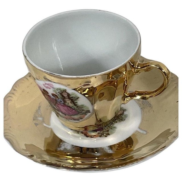 Metal Gilt Fragonard Mocca Service from Versailles, Set of 15 For Sale - Image 7 of 9