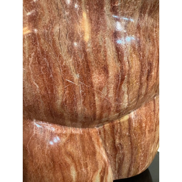 Black Italian 1980 Signed Marble Female Torso Sculpture on Rotating Black Lacquered Pedestal For Sale - Image 8 of 8