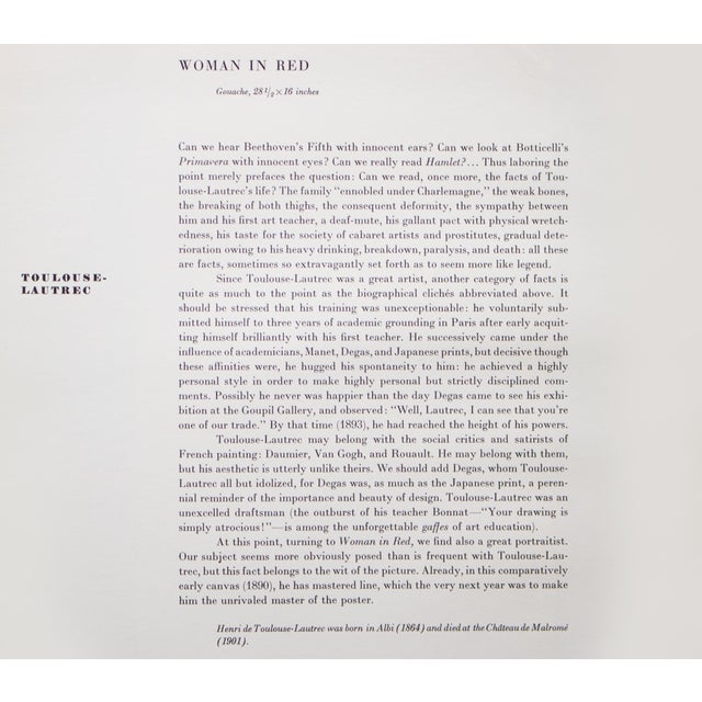 Persimmon 1950s After Henri De Toulouse-Lautrec "Woman in Red", First Edition Swiss Full-Color Print For Sale - Image 8 of 10