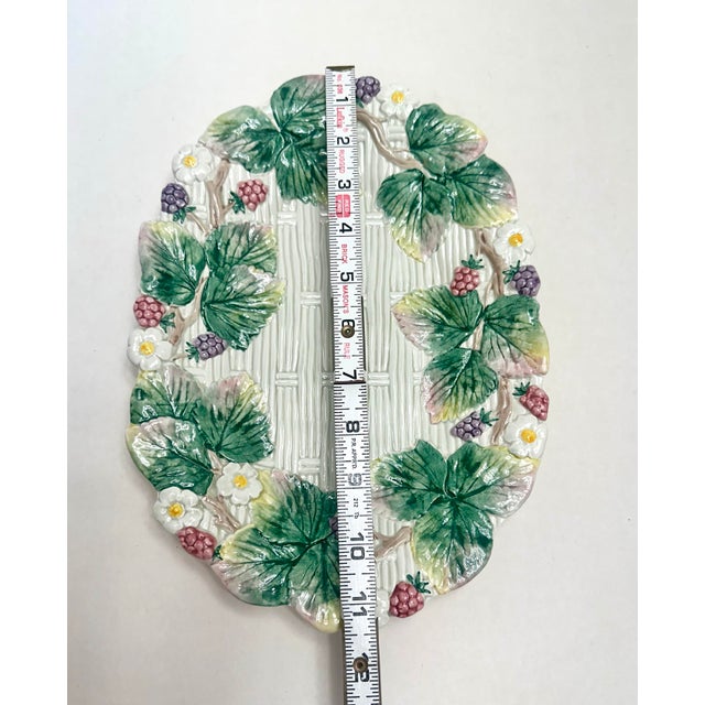 Vintage Fitz & Floyd Wild Berries Ceramic Serving Platter – Basketweave Tray For Sale - Image 10 of 10