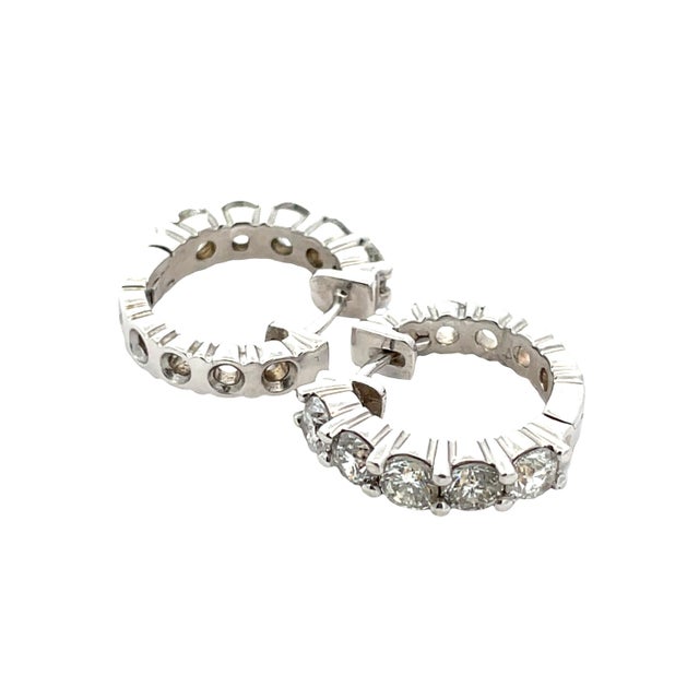 Metal 14k Gold 2.60 Carat Total Weight Diamond Huggies Earrings, A Pair For Sale - Image 7 of 8