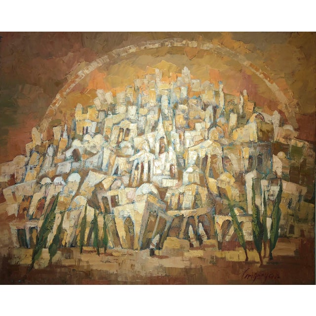 Marina GrigoryanOld City Jerusalem Landscape Russian Israeli Judaica Oil Painting For Sale - Image 4 of 4