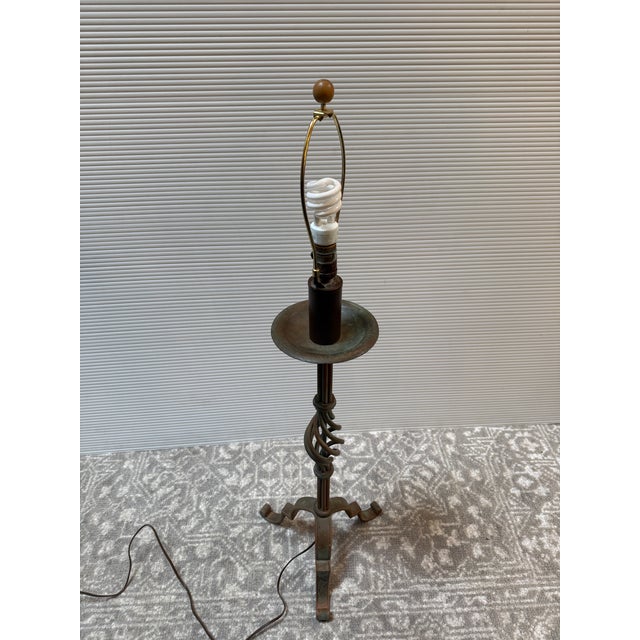 Metal Sunrise Home Spanish Revival Aged Brass Patina Table Lamp For Sale - Image 7 of 12