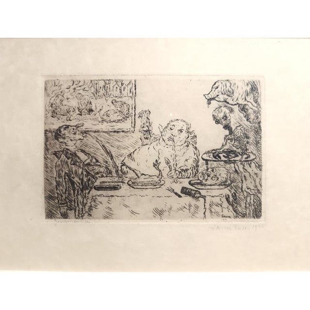 James Ensor, La Gourmandise Etching, 1904, Etching For Sale - Image 4 of 4