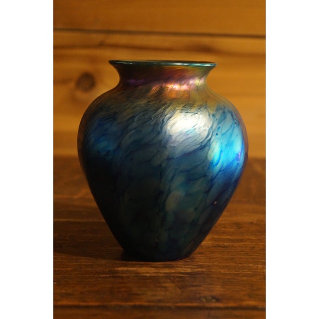 Late 1900s Lundberg Art Glass Iridescent Vase For Sale - Image 10 of 13