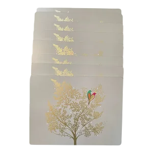 Pimpernel Sara Miller London Gold Leaves With Lovebirds. Cork-Backed Placemats Set of 8