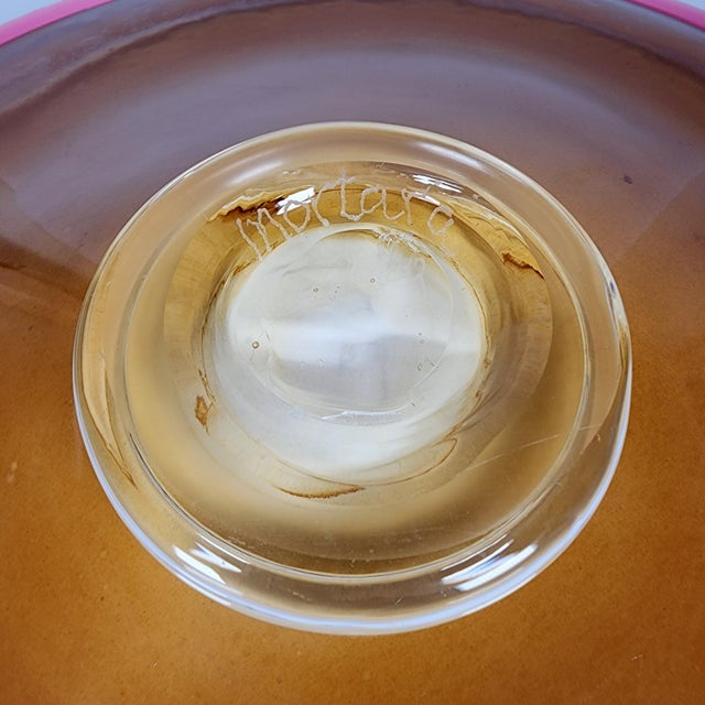 Large Art Glass Footed Bowl Michael Mortara Mirage Series Ruby Swirl VTG 2002 For Sale - Image 13 of 14