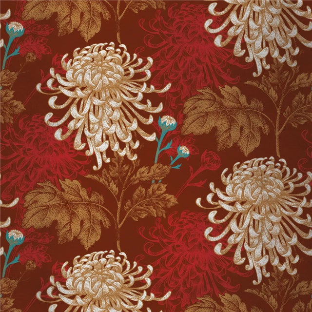 Contemporary Mixed Dahlia Fabric Wallcovering by Chiara Mennini for Midsummer-Milano For Sale - Image 3 of 3