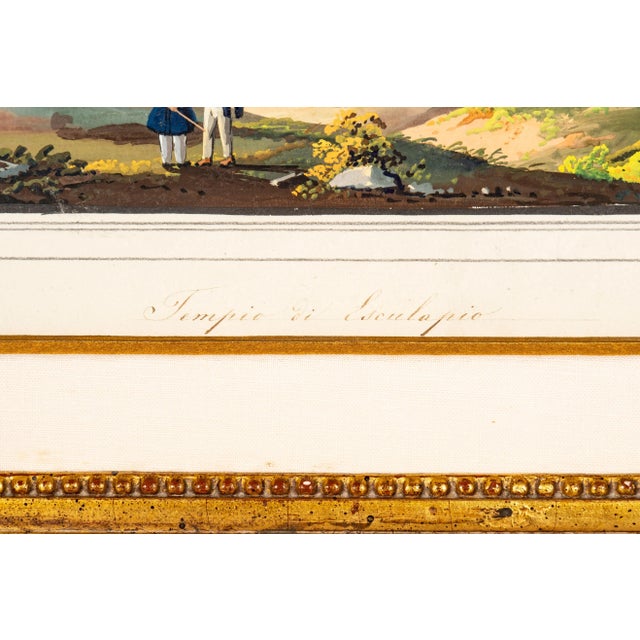 Paper Two Italian Grand Tour Gouaches of Ancient Temples - a Pair For Sale - Image 7 of 12