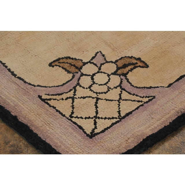 1920s Antique Hooked Rug With Botanical Basket Medallion Design - Rug & Kilim For Sale - Image 5 of 7
