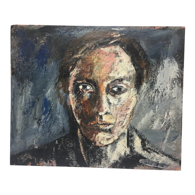 1960s Encaustic Abstract Portrait For Sale