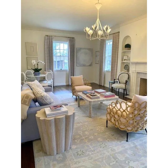 Textile Modern Handknotted Oushak Rug in Dove Grey, Soft Blue, Pink & Sage, 4' x 6' For Sale - Image 7 of 8