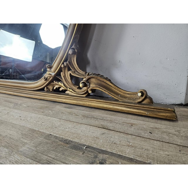 Large Vintage Mirror in Gold-Lacquered Wood, 1960 For Sale - Image 11 of 15