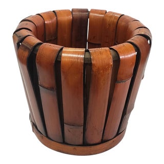 1970s Split Bamboo Wrapped Planter For Sale