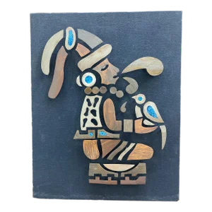 Vintage Mayan / Aztec Los Castillos-Style Divorced Metals Wall Sculpture Art Plaque Active