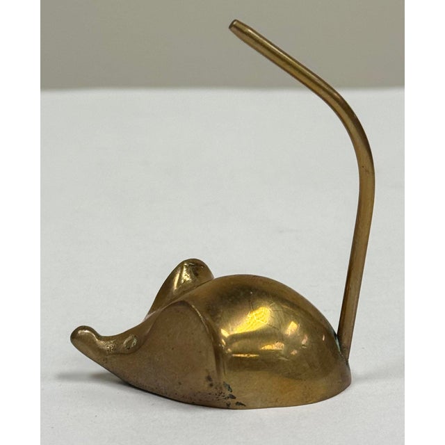 Figurative Vintage Brass Mouse Ring or Receipt Holder For Sale - Image 3 of 5