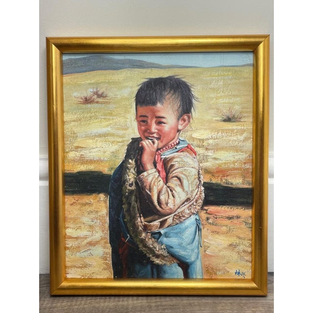Chinese School Early 21st Century – Highland Child – Signed Oil Portrait, Possibly Lin Shusen For Sale - Image 9 of 14
