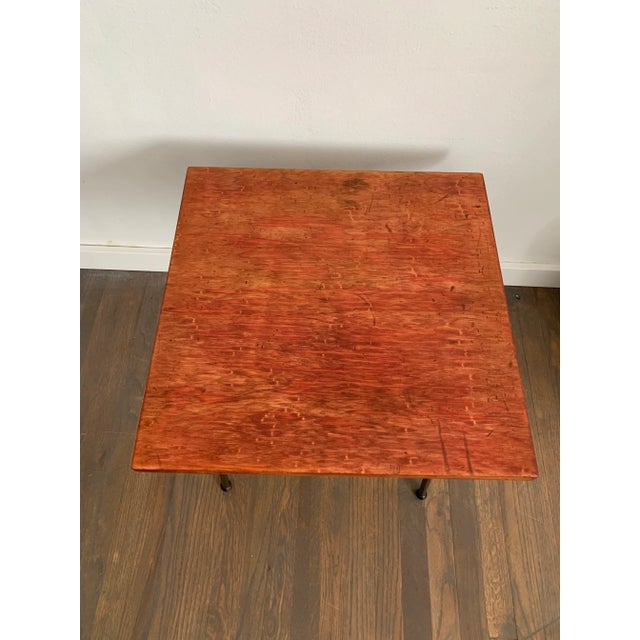 Mid-Century Modern Swivel Top Iron Leg Table For Sale In Seattle - Image 6 of 11