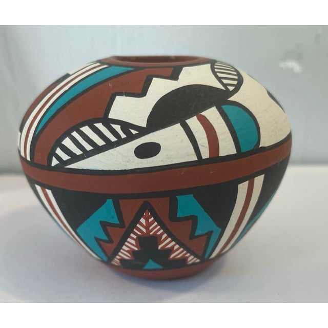 Vintage New Mexico Native American Signed Hand Crafted Ceramic Vase For Sale - Image 4 of 8