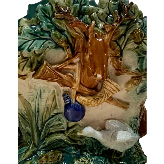 Late 19th Century French Majolica Jardinere With Hunting Scenes For Sale - Image 4 of 8