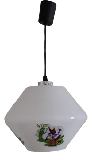 Vintage Opaque Glass Childrens Room Lamp, 1970s