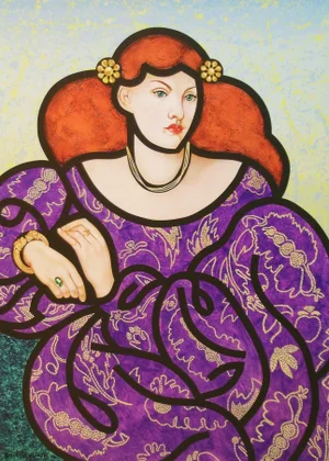 Contemporary Archival Portrait Print of a Courtisan on Canvas
