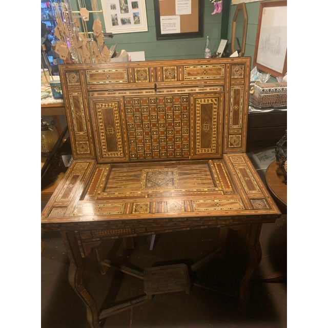 Brown Late 20th Century Inlaid Folding Game Table For Sale - Image 8 of 12