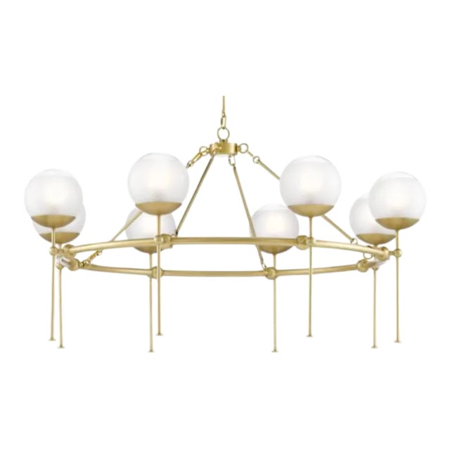 Currey & Co. Modern Satin Brass Finished Montview Chandelier For Sale