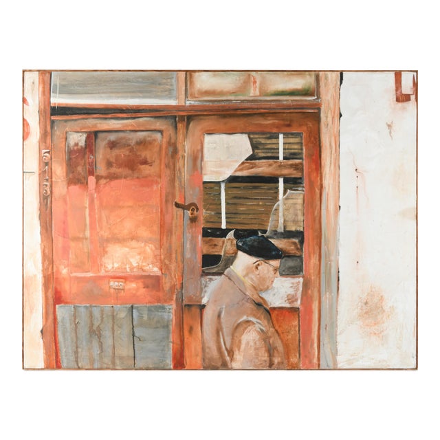 Joellyn DuesberryLarge Colorado Modernist Oil Painting Wharf Street Plein Air New Orleans Street, 1976 For Sale