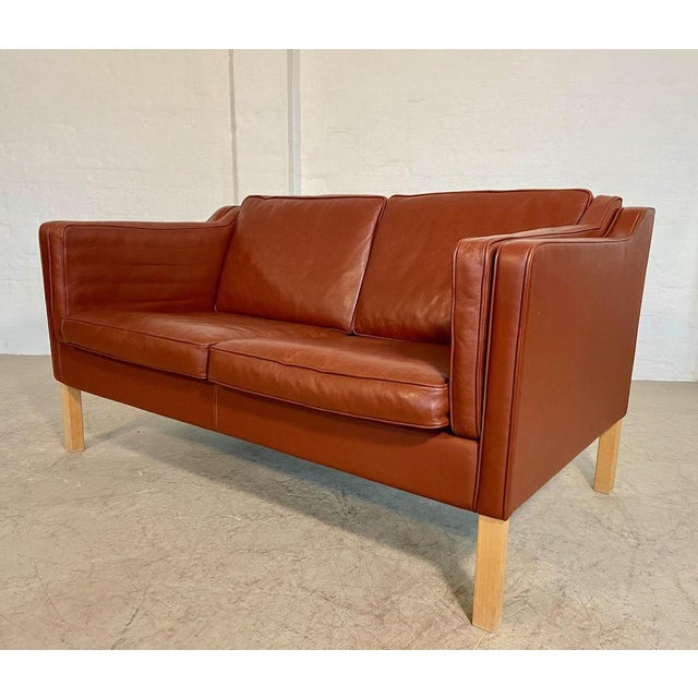 Mid-Century Danish Cognac Leather 2-Seater Sofa from Mogens Hansen For Sale - Image 9 of 18
